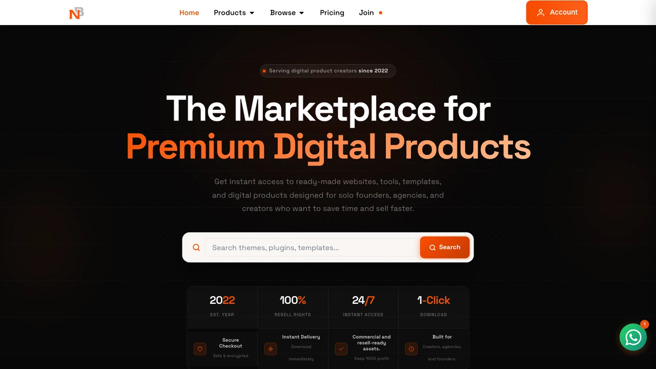 Netbrux digital product catalog and downloadable asset store
