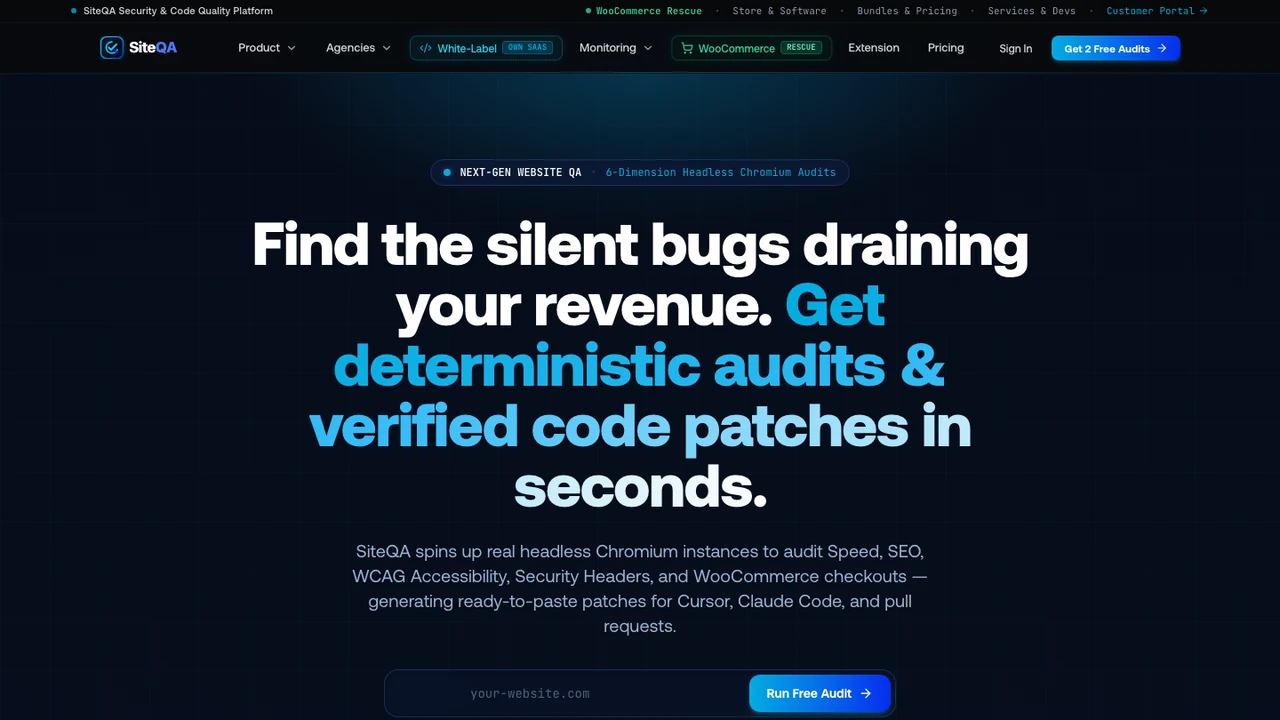 SiteQA.dev website quality assurance auditing and benchmark interface